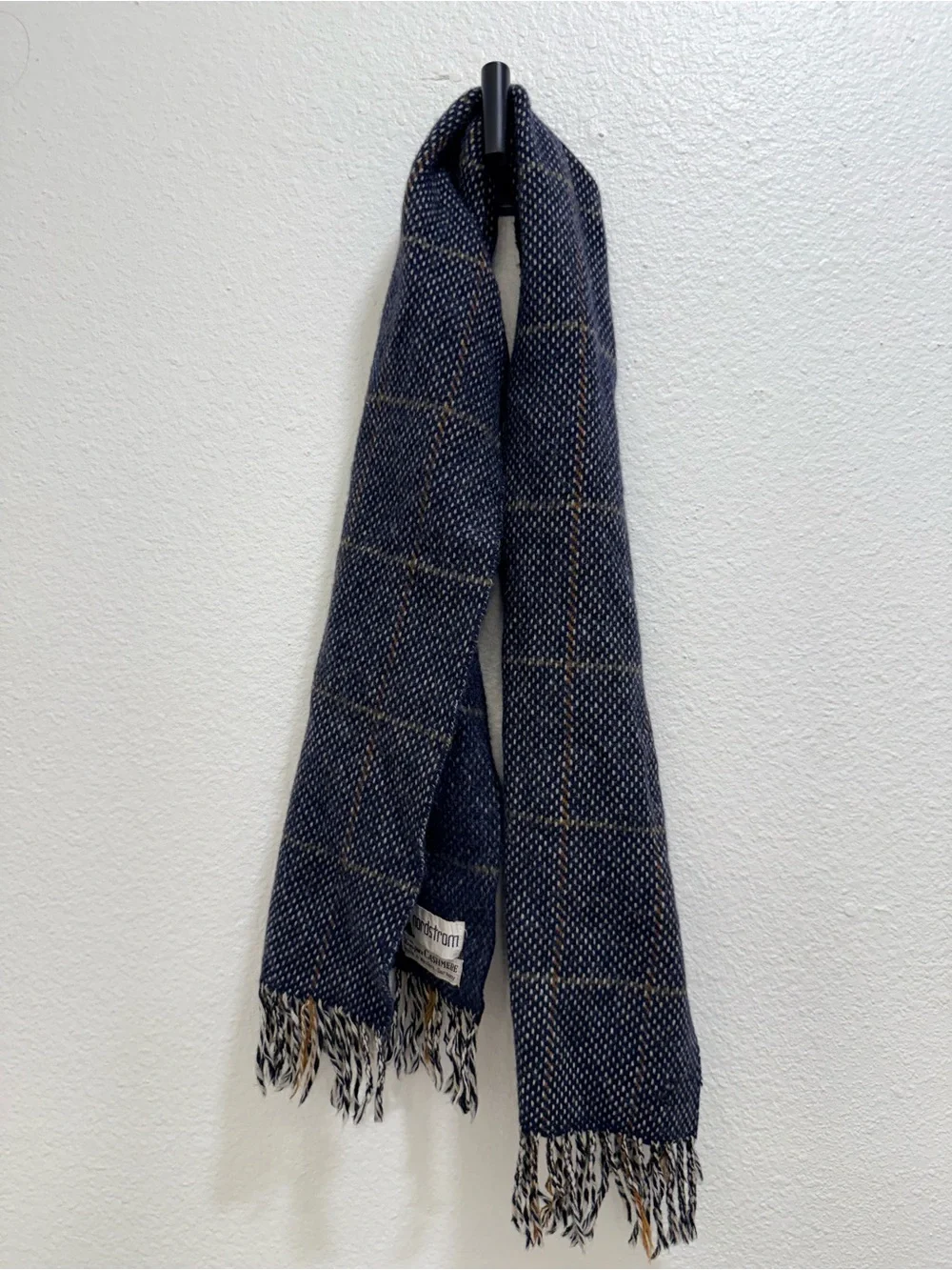 Vintage Navy Windowpane 100% cashmere Scarf - Nordstrom